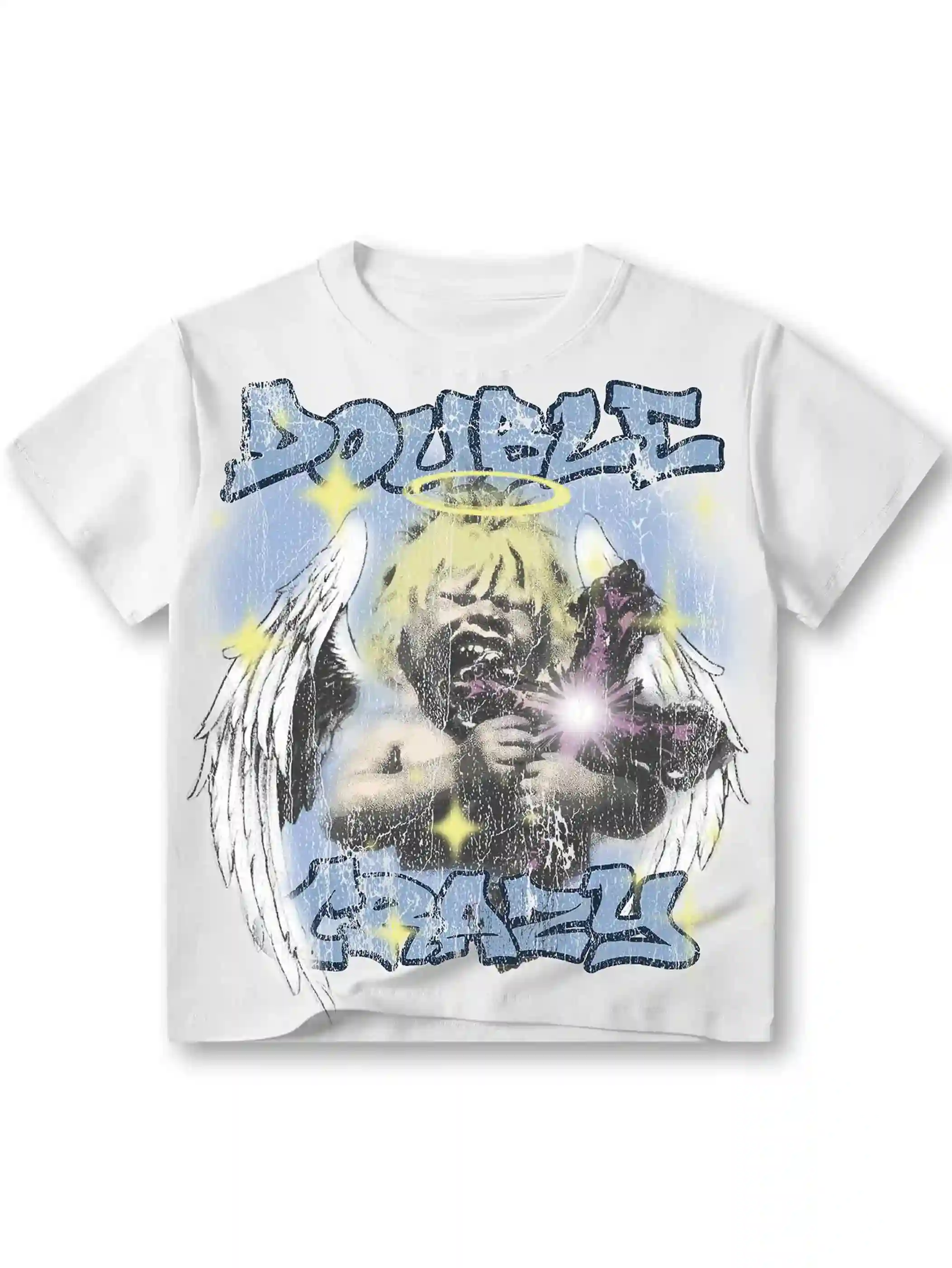 Boxy Grunge Cracked Angel Tee-434