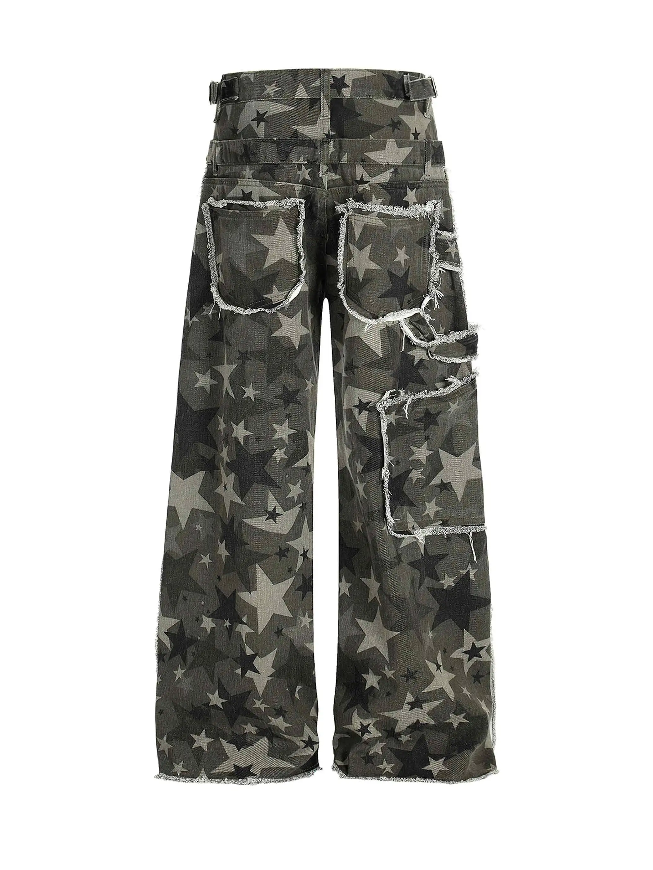 Camouflage Star Frayed Jeans-S1154 - Image 2