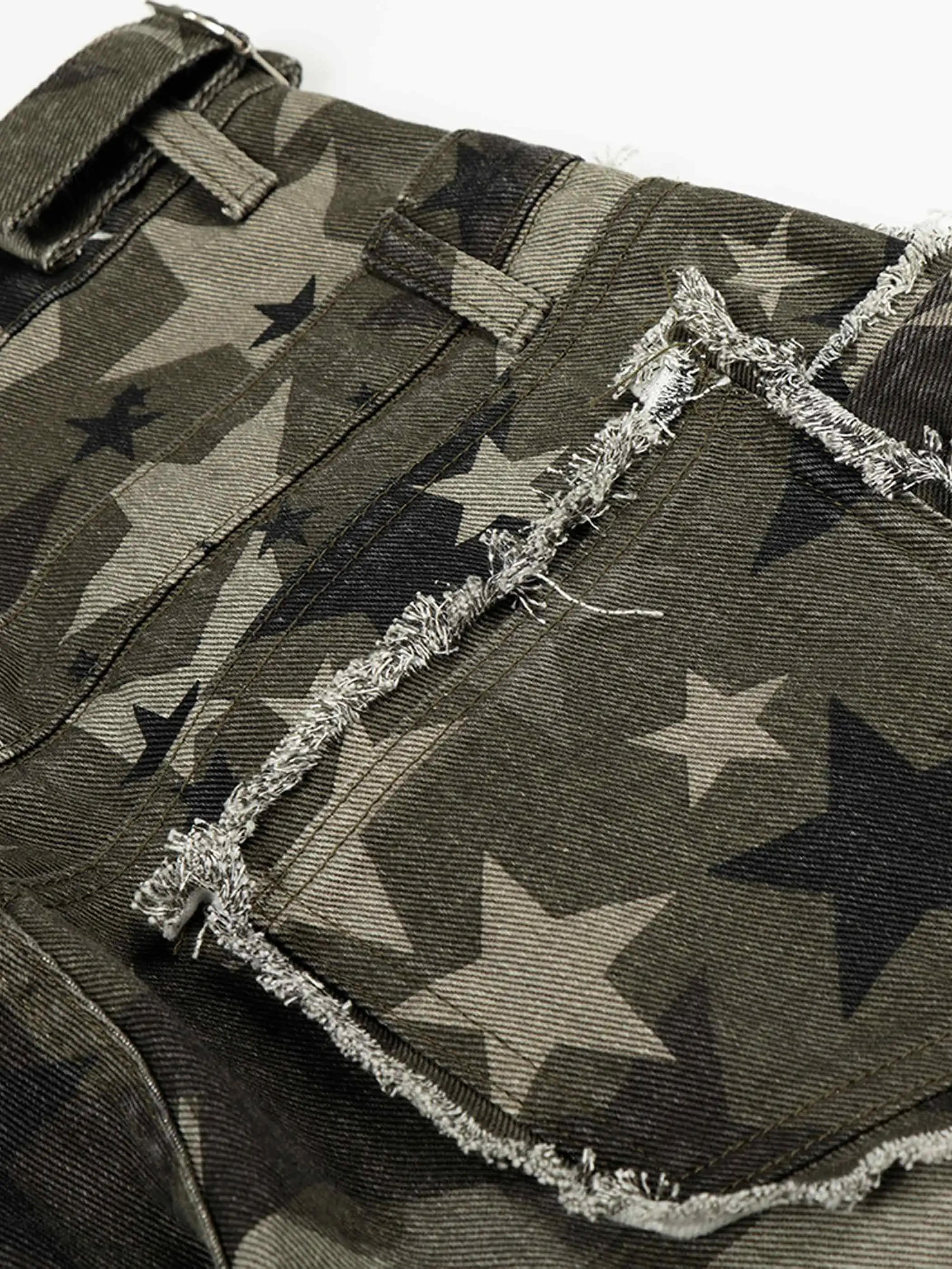 Camouflage Star Frayed Jeans-S1154 - Image 4