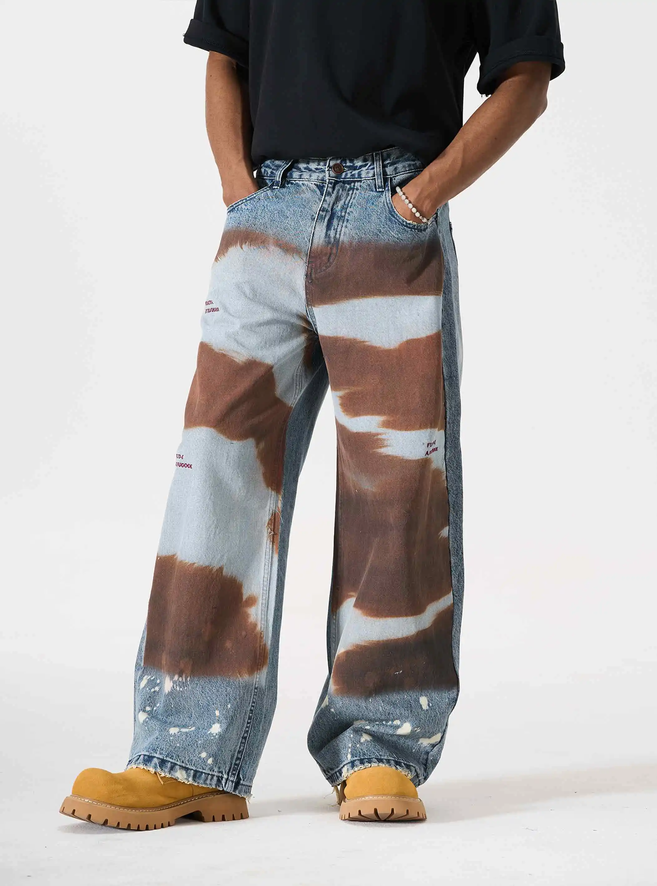 Cow-Print Western Denim Jeans-S1195 - Image 2