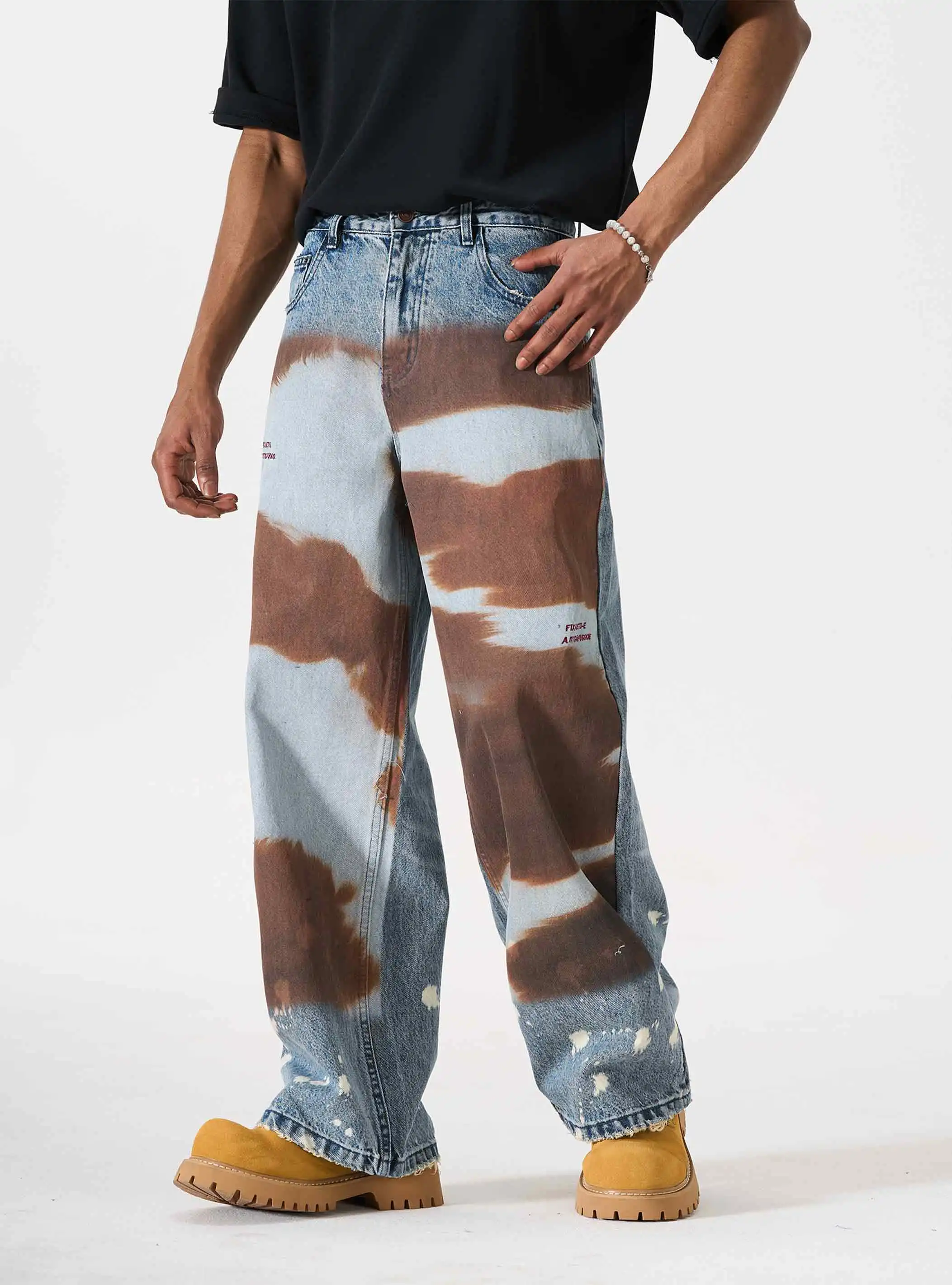 Cow-Print Western Denim Jeans-S1195 - Image 3