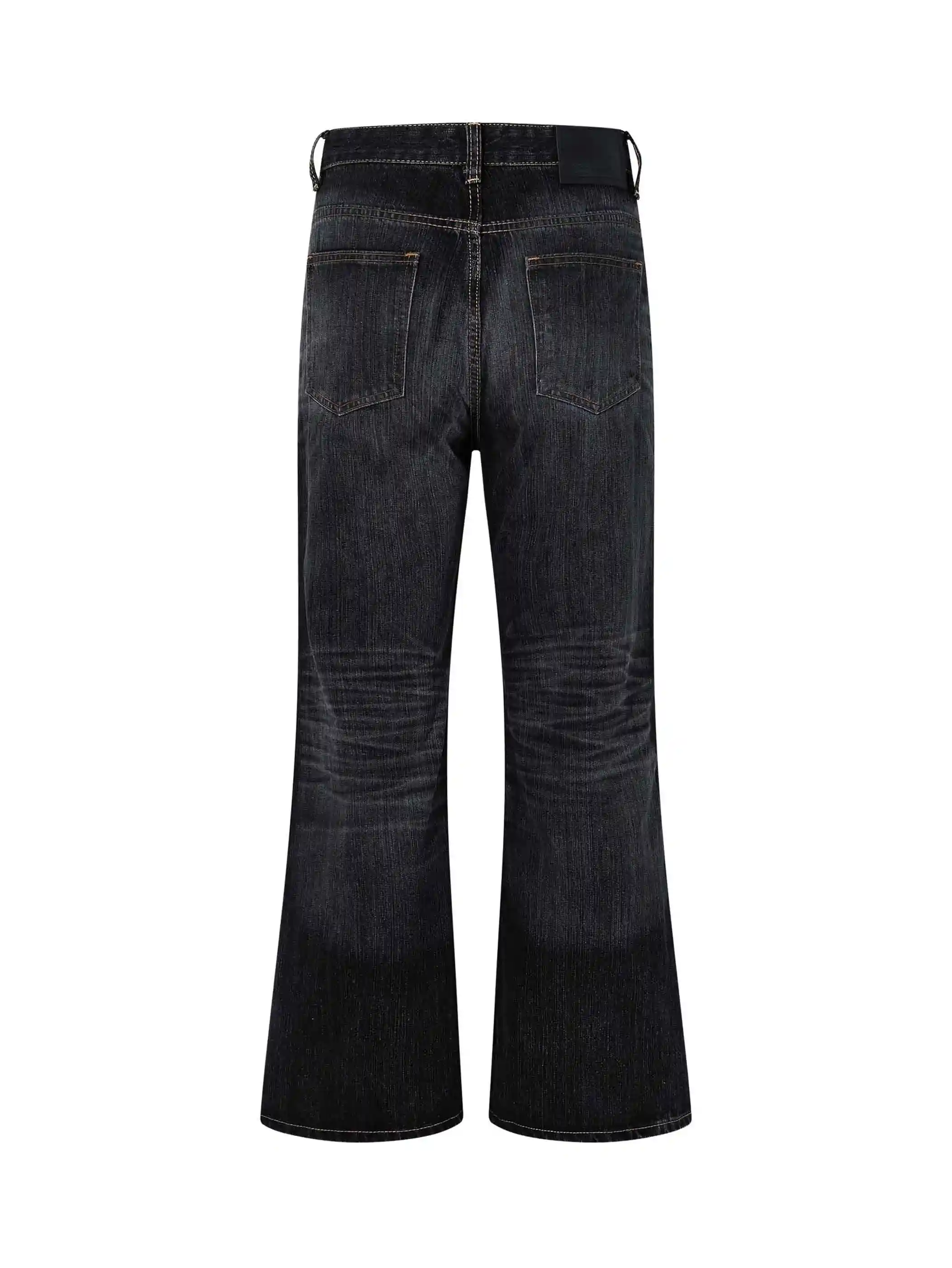 Curved-Leg Faded Flare Jeans-S1197 - Image 2