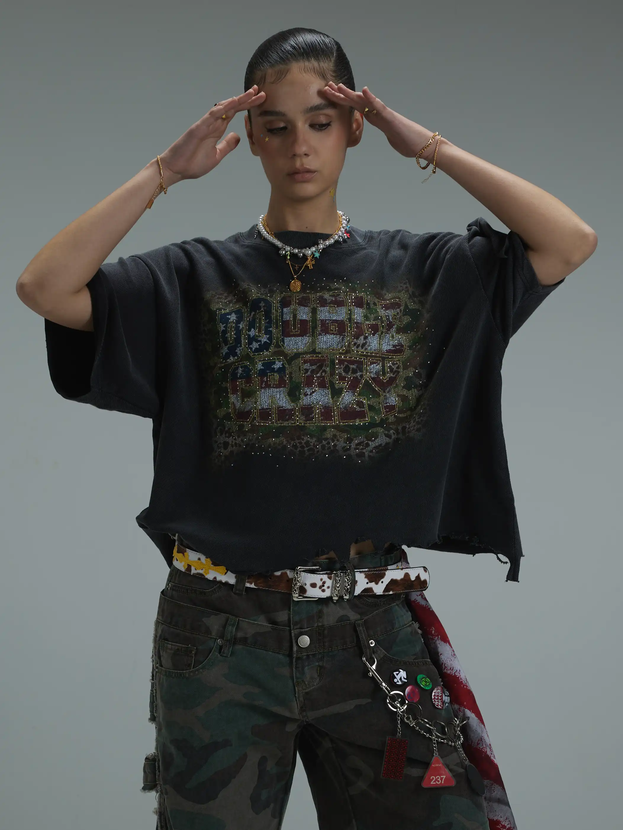 Distressed Boxy USA Flag Tee-432 - Image 3