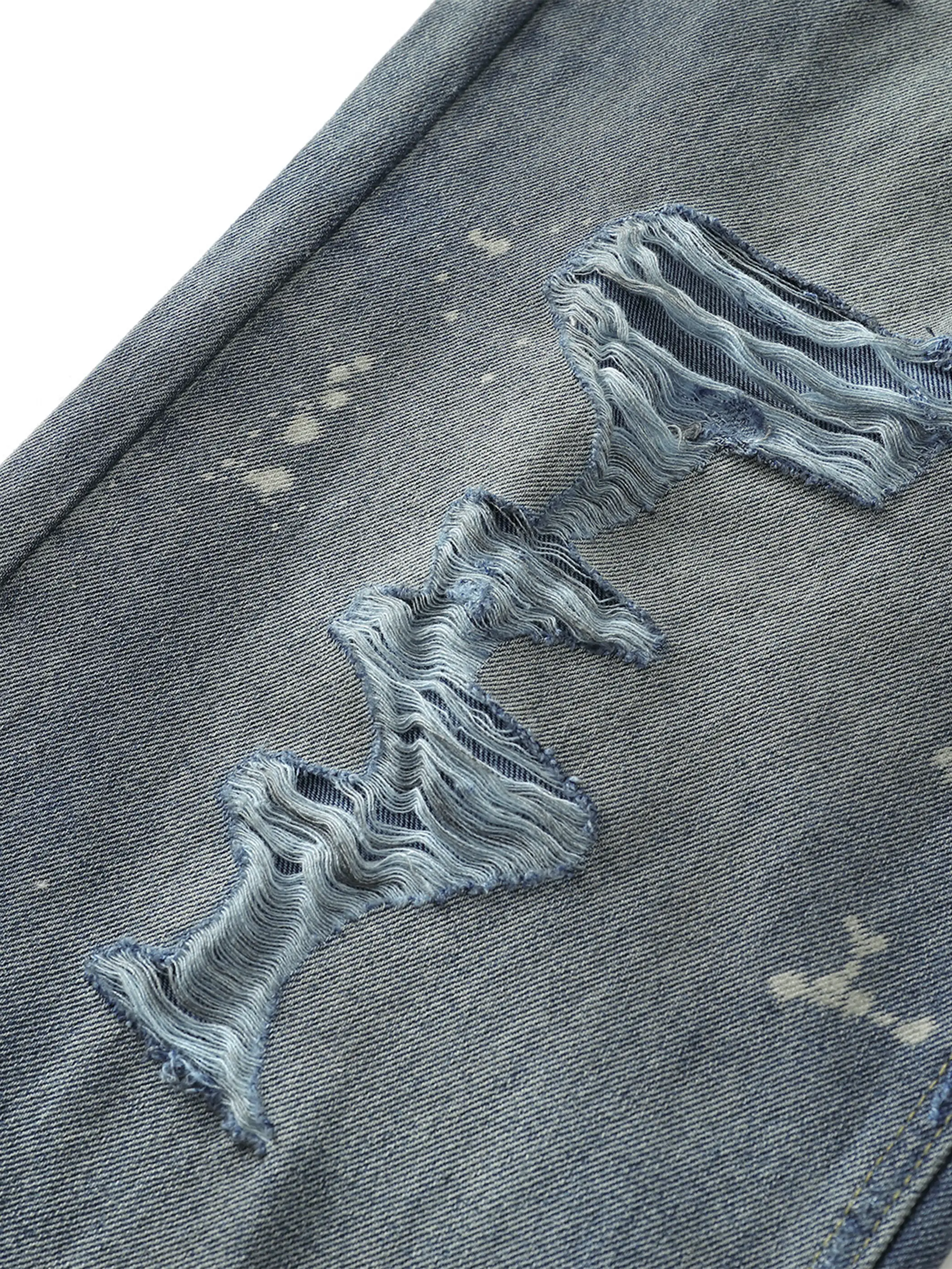 Distressed Ripped Denim Trousers-S1147 - Image 5