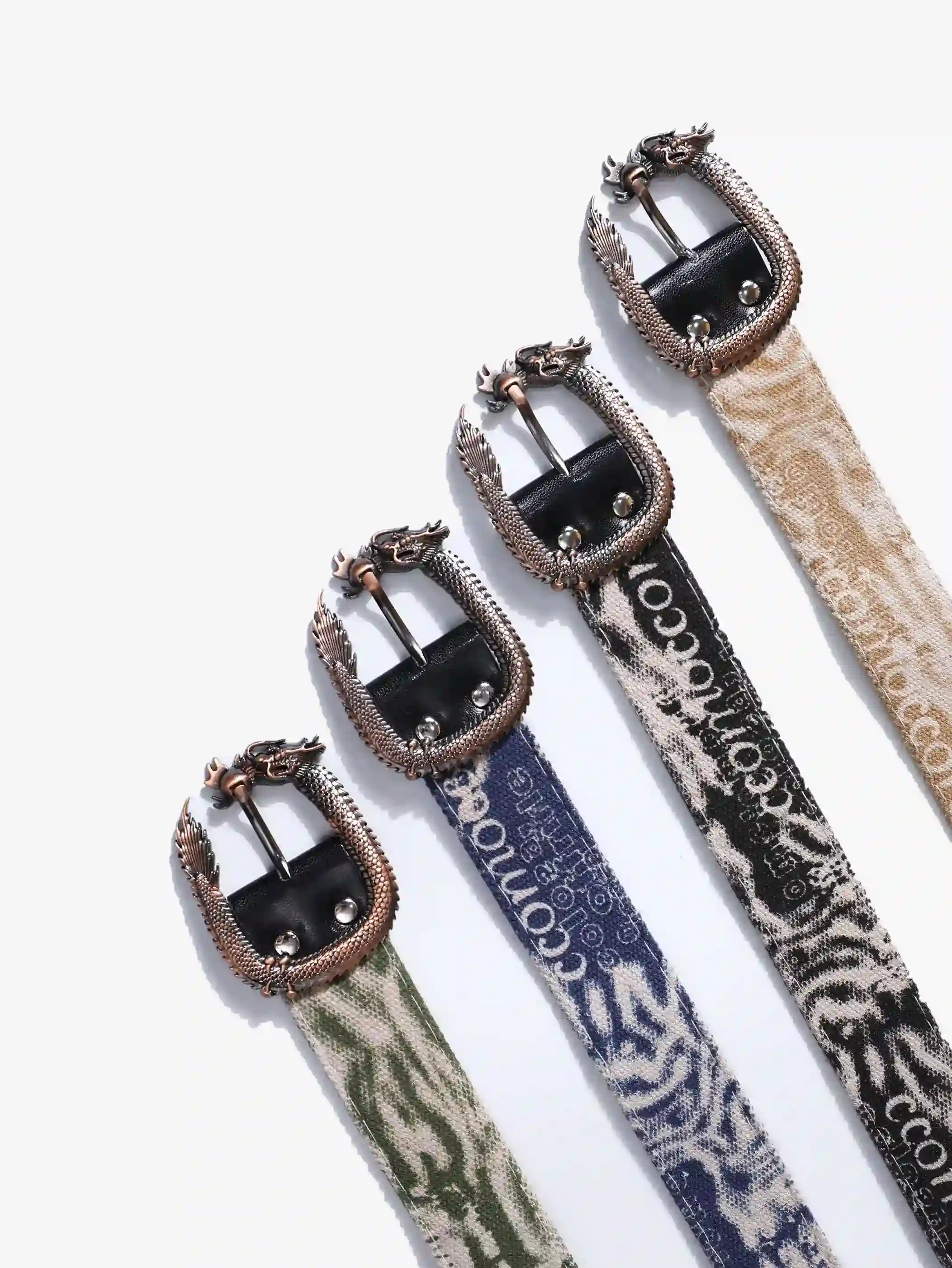 Dragon Buckle Belt Collection with Printed Straps Trendy Streetwear Fashion Accessories-S139 - Image 4