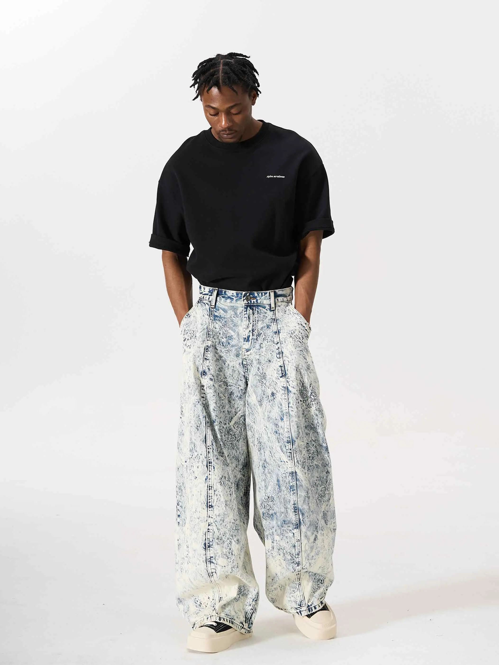 Embroidered Wide-Leg Cotton Pant-S1205 - Image 4