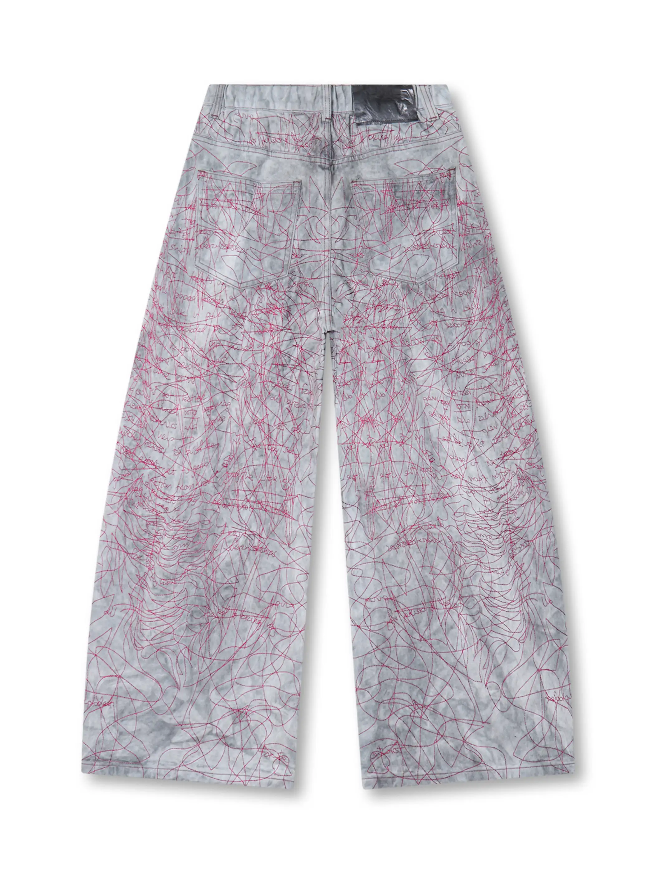 Hand-Drawn Chaos Denim Jeans-S1182 - Image 6