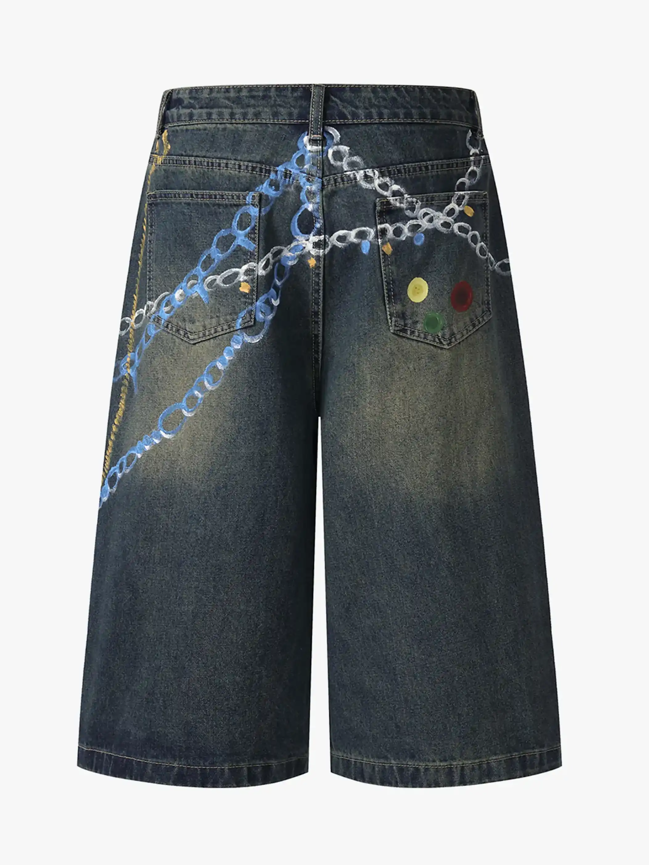 Hand-painted Chain Capri Shorts-S1091 - Image 3