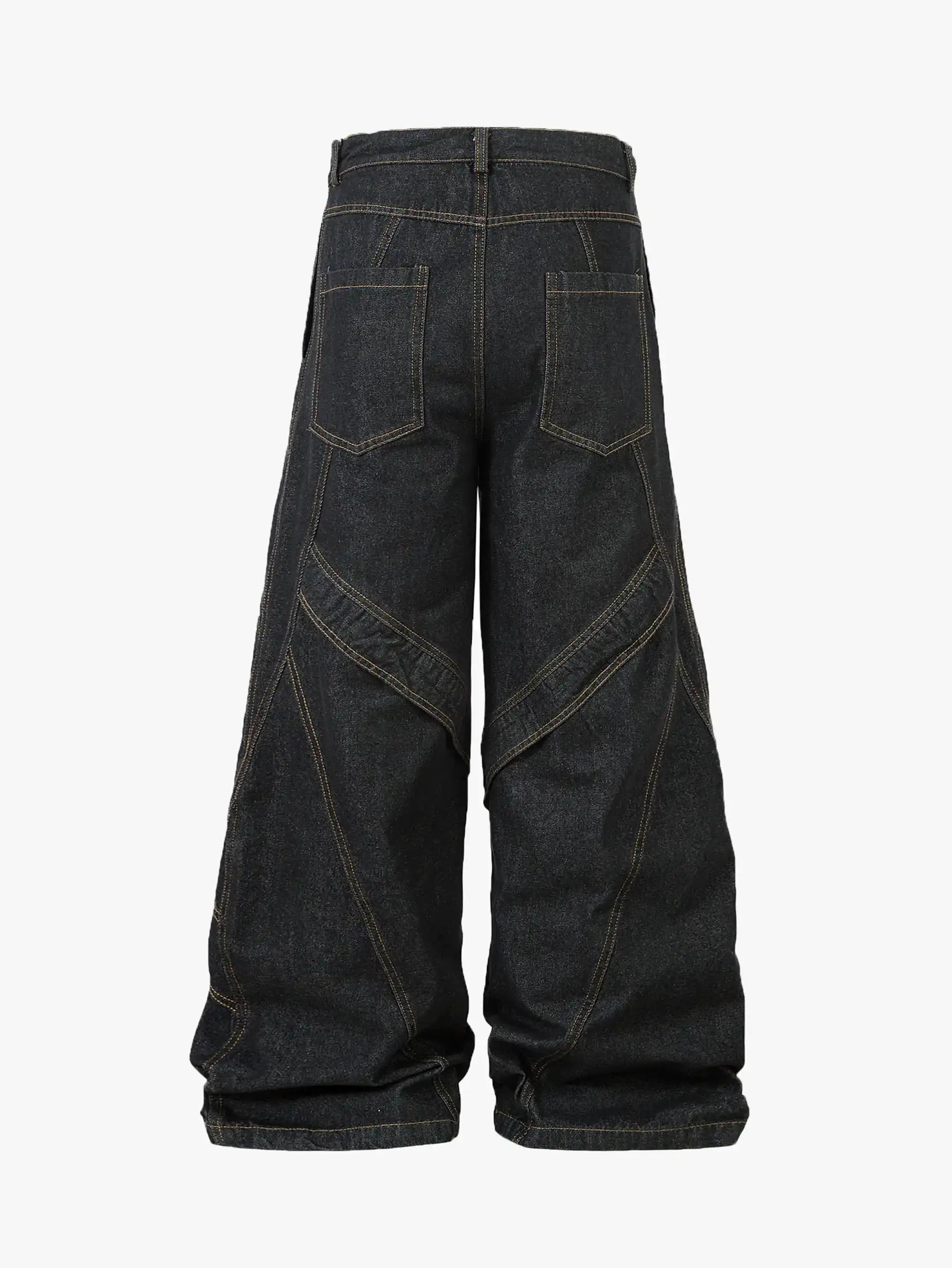 Metal Button Washed Denim Pants-S1066 - Image 3