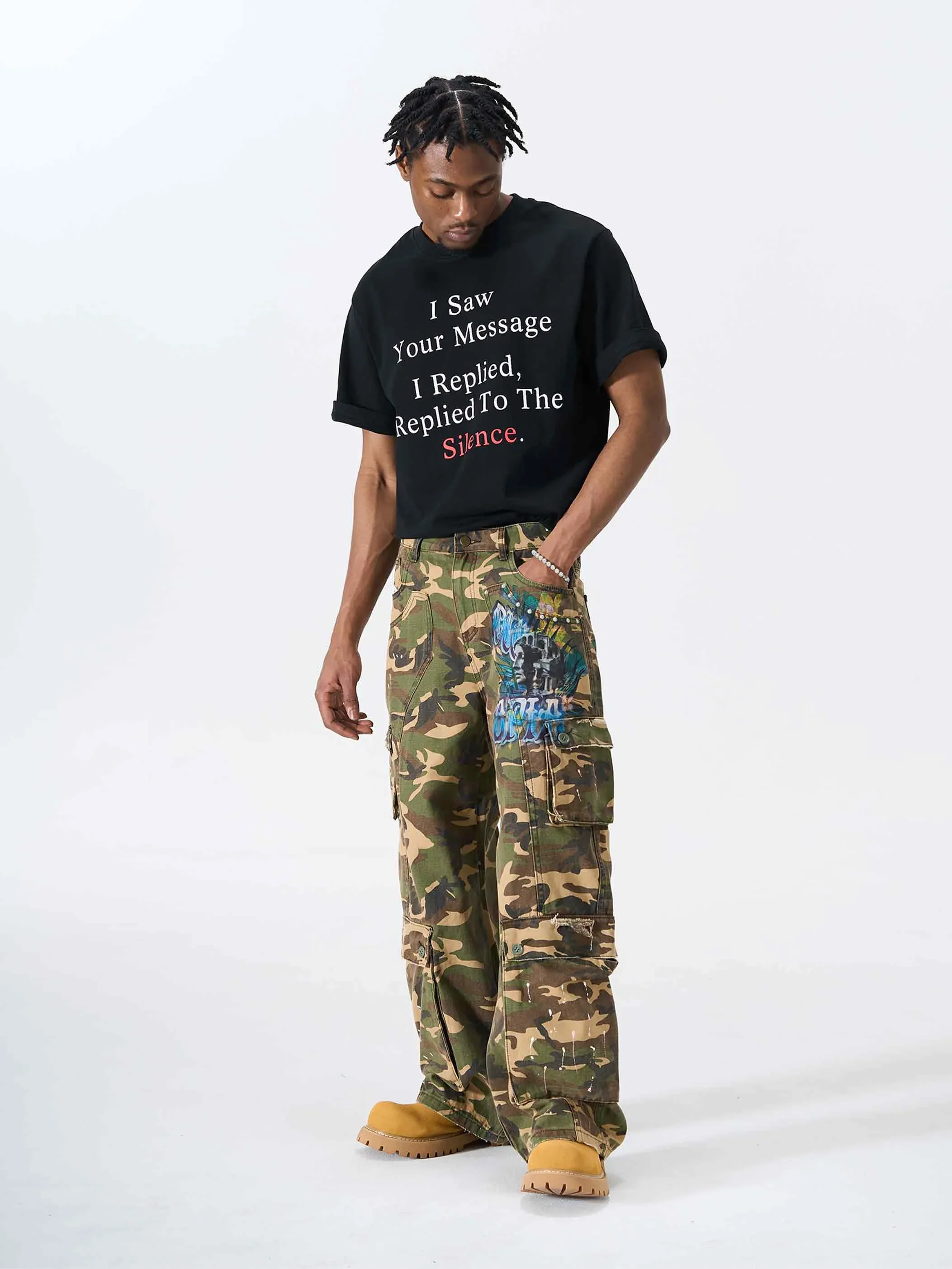 Multi-Pocket Camo Graphic Cargo-S1198 - Image 4