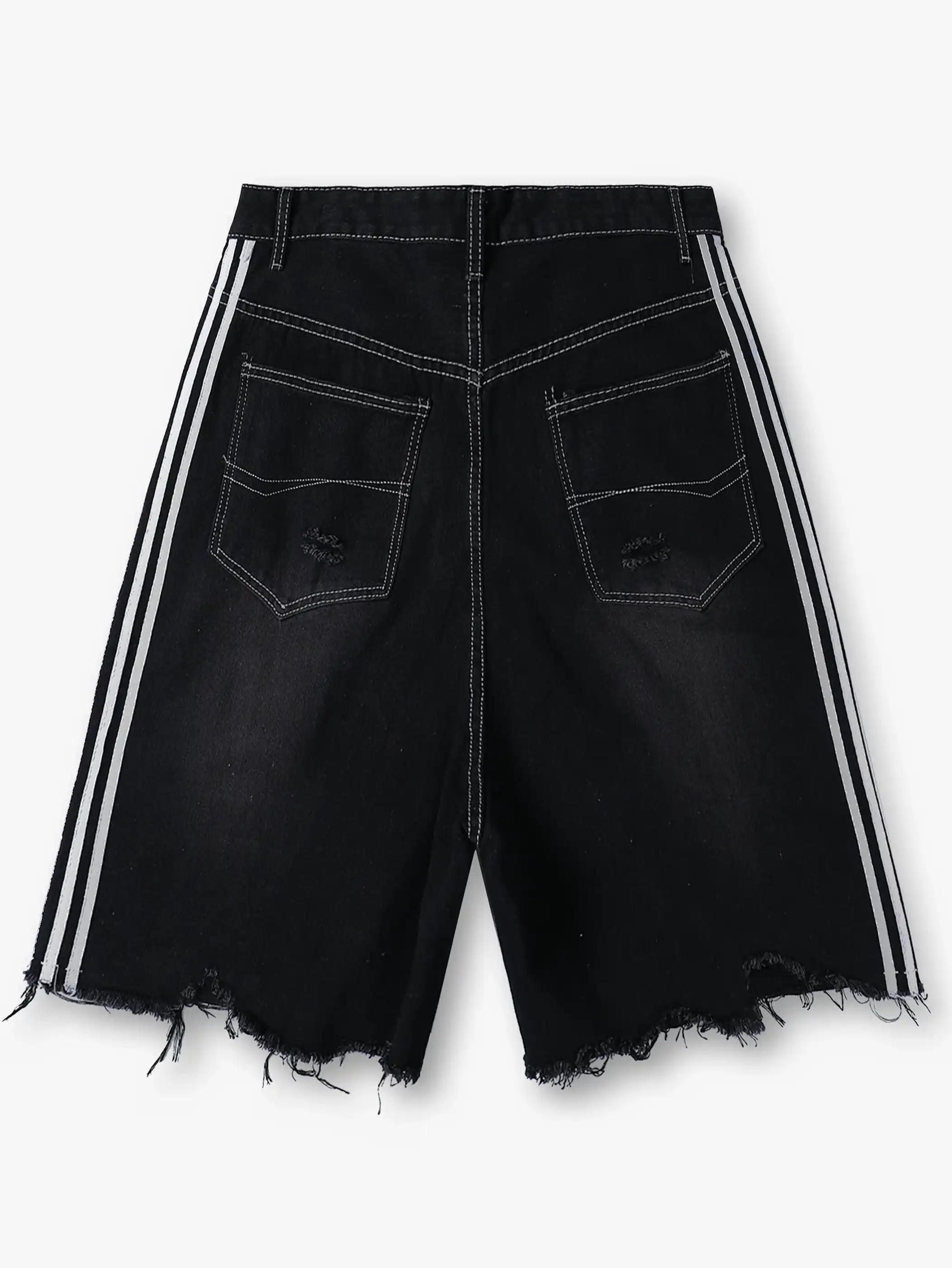 Rebellious Distressed Denim Shorts-S1063 - Image 4