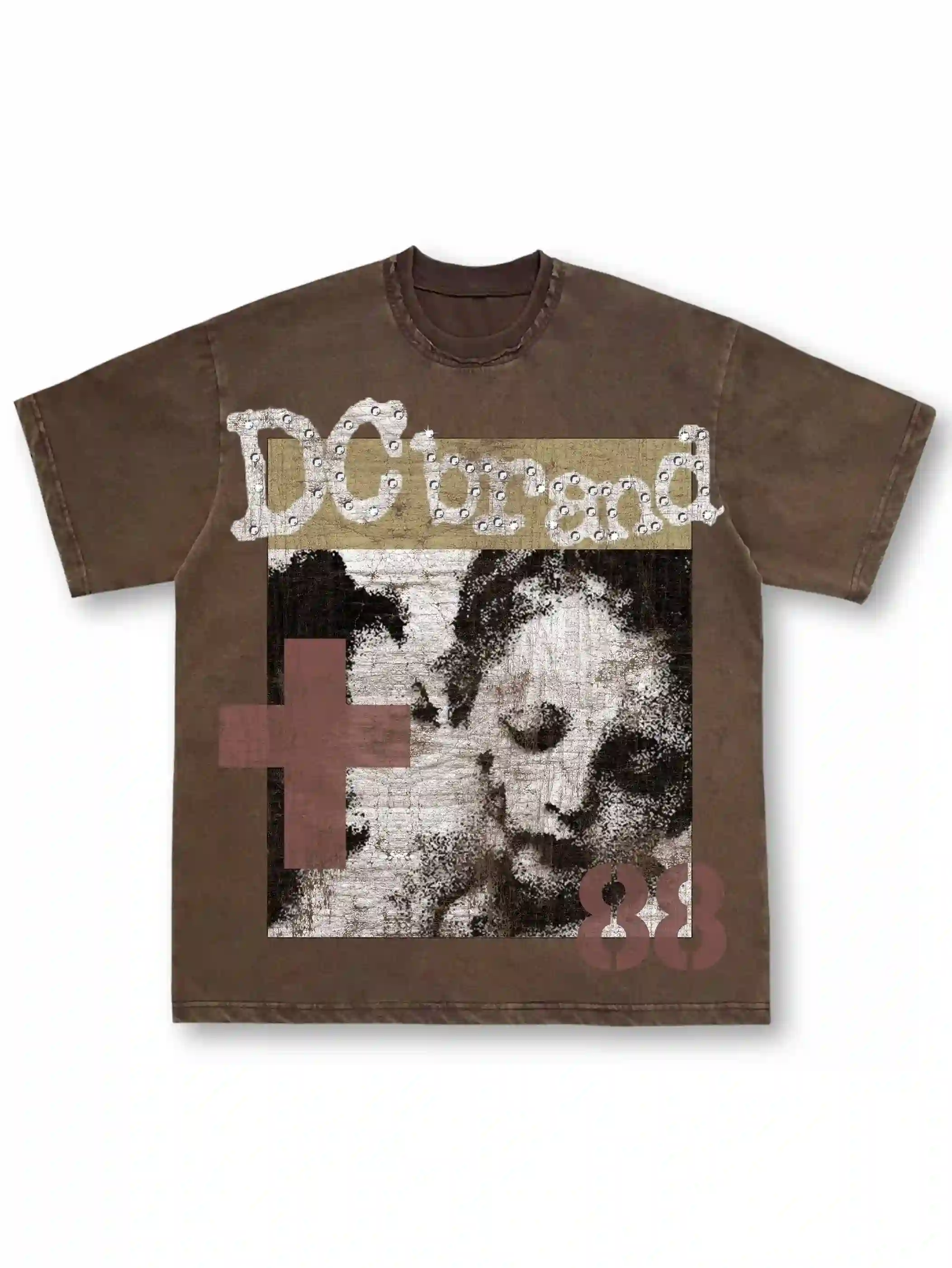Vintage Cross Gemmed Grunge Tee-462 - Image 4