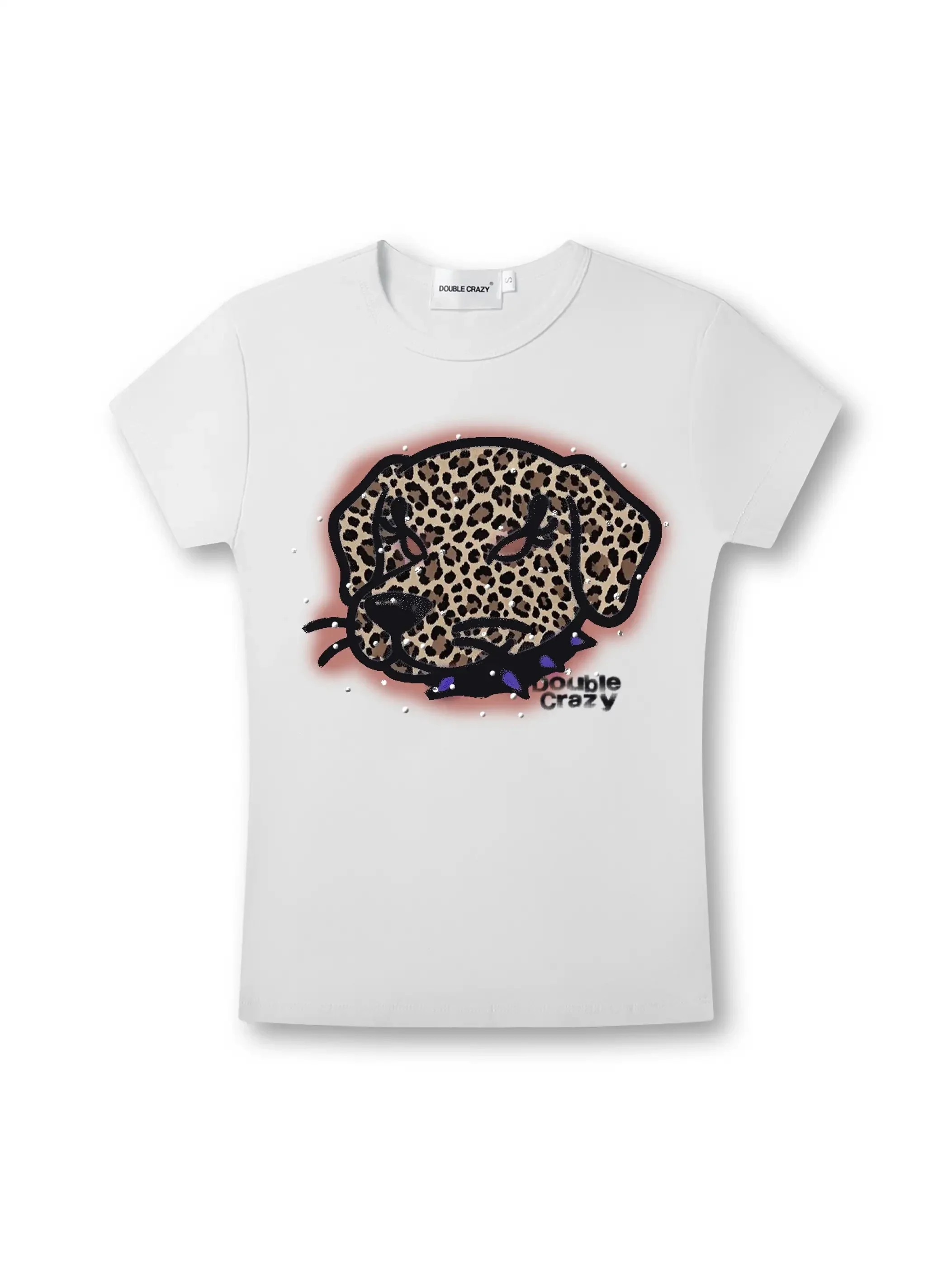 Y2K Leopard Dog Graphic Slim Tee-441 - Image 5